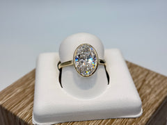 14K Yellow Gold 2.95cttw Oval Lab-Grown Diamond Bezel-Set Solitaire Ring