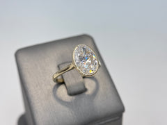 14K Yellow Gold 2.95cttw Oval Lab-Grown Diamond Bezel-Set Solitaire Ring