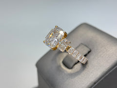 14K Yellow Gold 5cttw Cushion Lab-Grown Diamond Ring