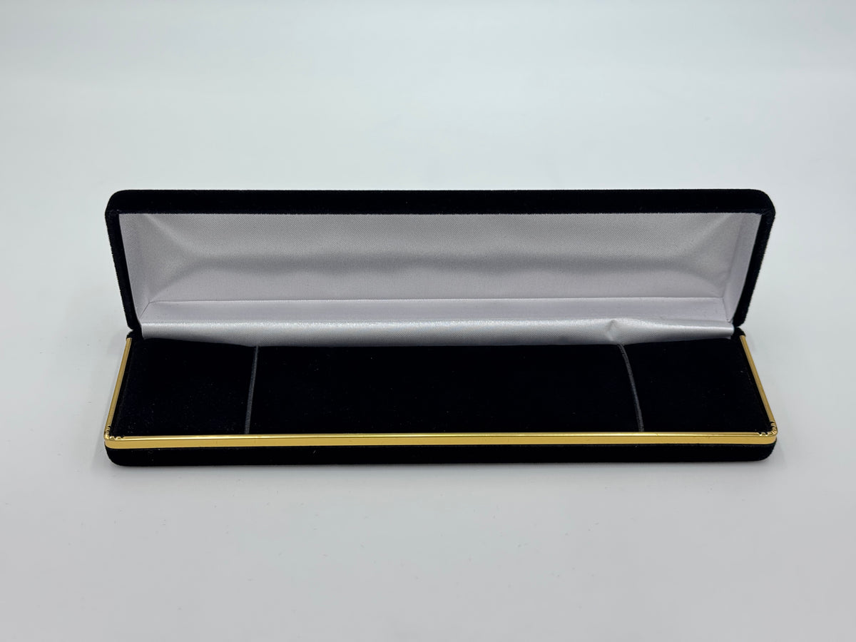 Black Velvet Box Gold Trim Bracelet Jewelry Gift Box – Dozen (SB5 BK)