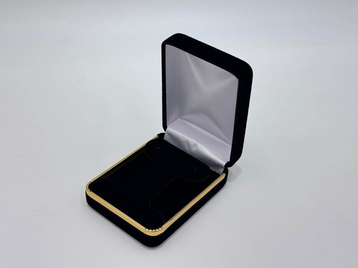 Black Velvet Box Gold Trim T Earring Jewelry Gift Box – Single (SE5 BK)