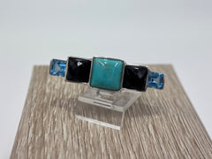 Jay King Sterling Silver Turquoise- Spinel & Blue Topaz Tapered Ring, Size 7