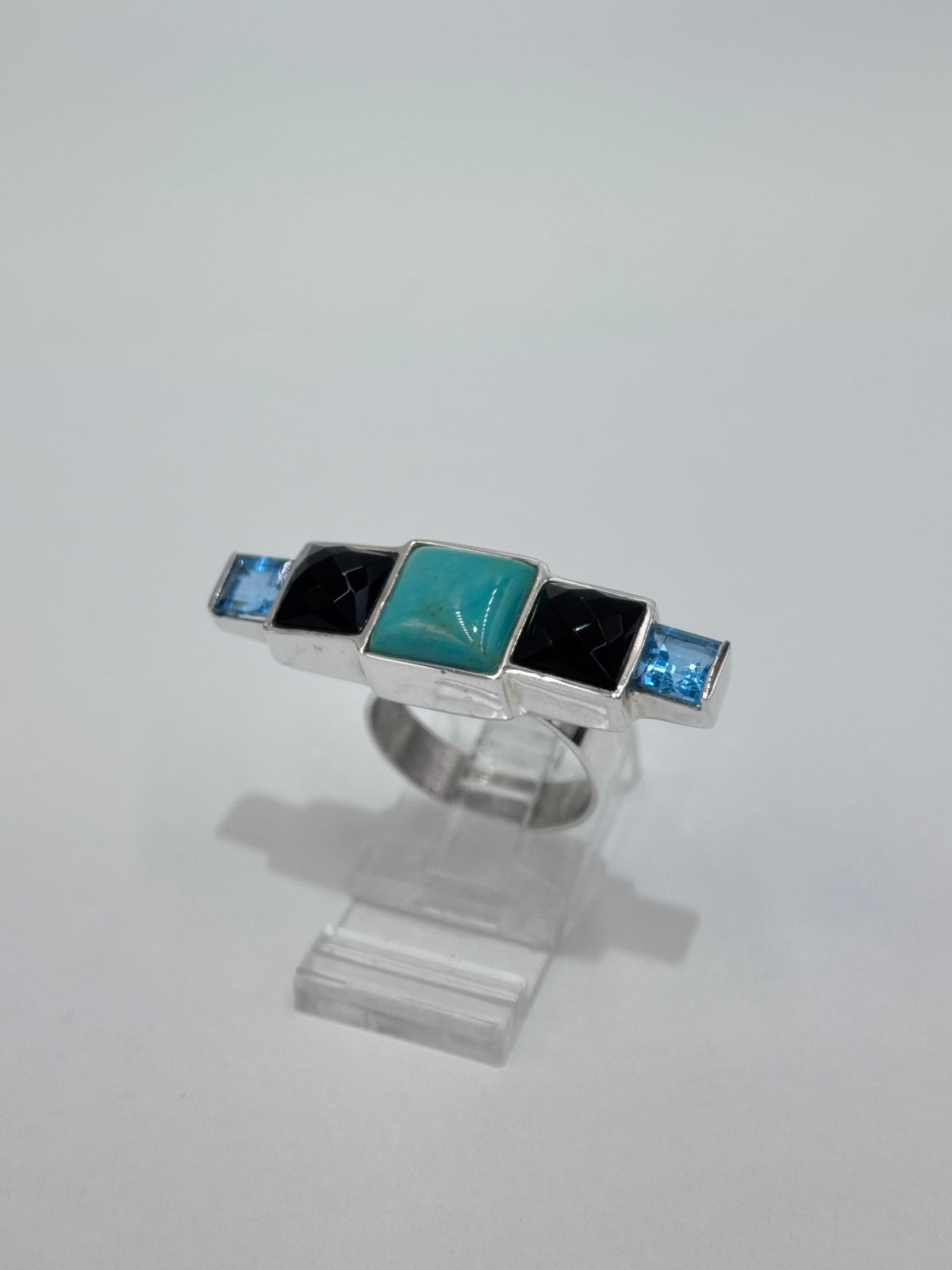 Jay King Sterling Silver Turquoise- Spinel & Blue Topaz Tapered Ring, Size 7