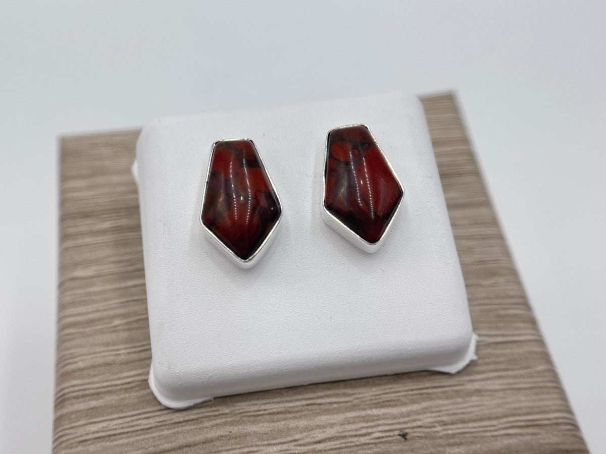 Jay King Sterling Silver Red Jasper Stud Earrings