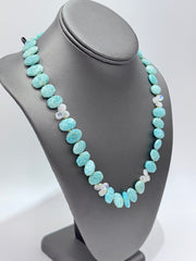 Rarities Sterling Silver Goldclad Faceted Amazonite & Moonstone Toggle Necklace, 21"