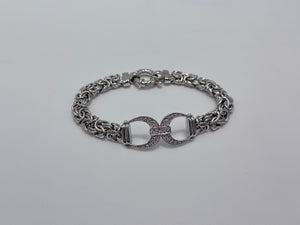 Milor Italy Sterling Silver CZ Byzantine Bracelet, 8"