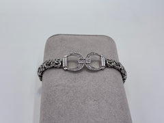 Milor Italy Sterling Silver CZ Byzantine Bracelet, 8"