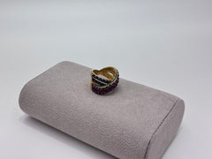 Rarities Sterling Silver Goldclad Multi-gemstone Crossover Ring, Size 7