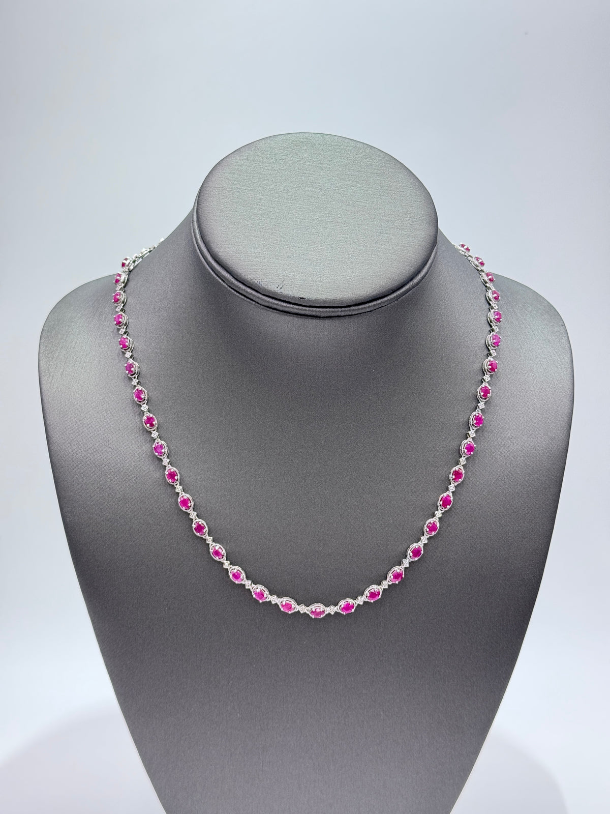 Colleen Lopez Sterling Silver Garnet Station Necklace, 18"