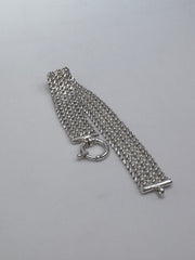 QVC Sterling Silver Mesh Flat Cuban Chain Bracelet, 7-1/4"
