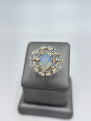 Colleen Lopez Sterling Silver Ethiopian Opal Cocktail Ring, Size 8