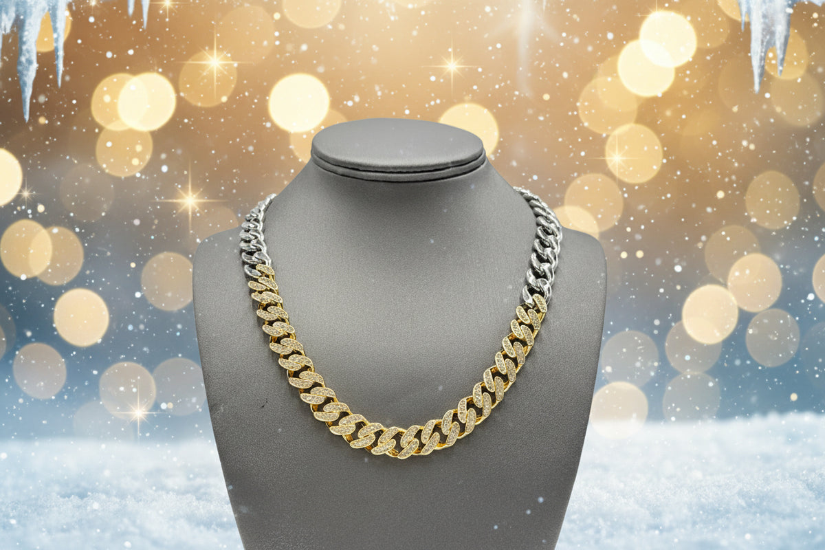 R.J. Graziano Two-tone Pave Link Necklace, 18"