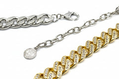 R.J. Graziano Two-tone Pave Link Necklace, 18"