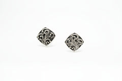 Lois Hill Sterling Silver Cushion Shape Stud Earrings, Granulated