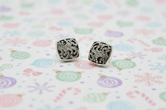 Lois Hill Sterling Silver Cushion Shape Stud Earrings, Granulated