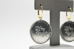 Bellezza Bronze Two-tone 100 Lira Coin Drop Earrings.