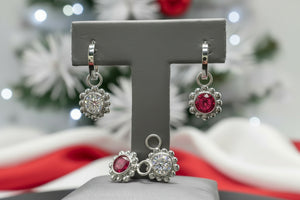 Doris Panos Sterling Silver Goddess Interchangeable Red/Clear CZ Drop Earrings