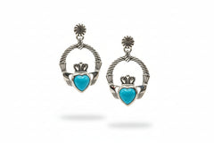 JMH Jewellery Sleeping Beauty Turquoise Sterling Silver Earrings, Size 1-1/4"