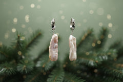 Kwan Collections Sterling Silver Cultured Keshi Pearl Huggie Hoop Earrings, 1"