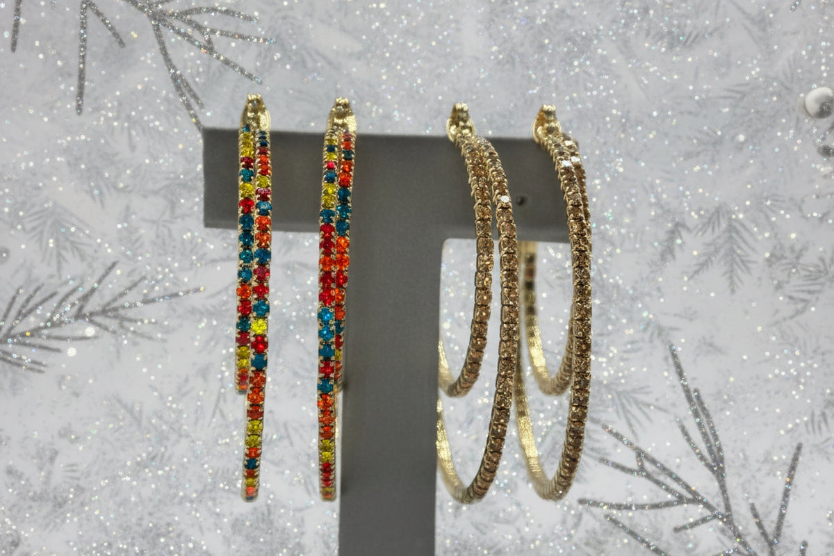 R.J. Graziano "Double Dazzle" Crystal Hoop Earrings 2piece Set