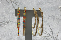 R.J. Graziano "Double Dazzle" Crystal Hoop Earrings 2piece Set