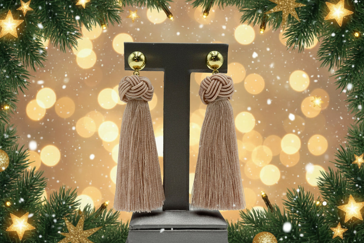 Connie Craig Carroll Jewelry Thread Fan Drop Earrings, Tan Color