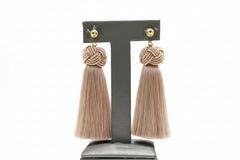 Connie Craig Carroll Jewelry Thread Fan Drop Earrings, Tan Color