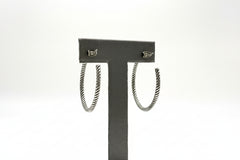 Stately Steel 40mm Twisted Oxidized Hoop Earrings