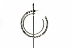 Stately Steel 40mm Twisted Oxidized Hoop Earrings