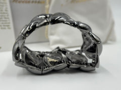 Melania Jewelry Gunmetal Dual Finish Link Design Stretch Bracelet.