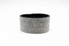 Stately Steel Magnetic Clear Crystal Bracelet – 8" Large