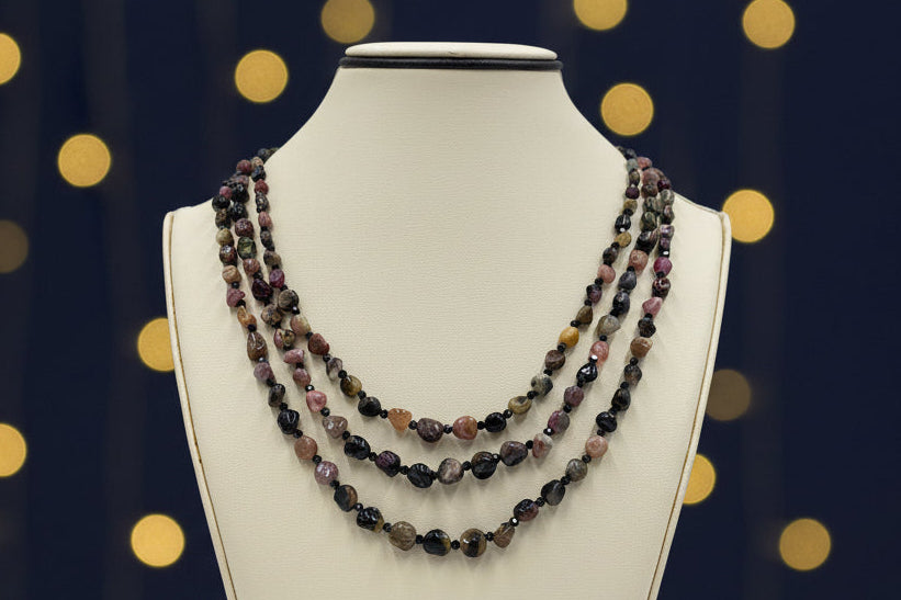 Jay King Sterling Silver Multicolor Tourmaline & Black Spinel 3-Strand Necklace, 18"