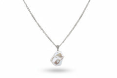 Kwan Collections Baroque Cultured Pearl & White Zircon Drop Necklace, 18"