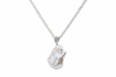 Kwan Collections Baroque Cultured Pearl & White Zircon Drop Necklace, 18"