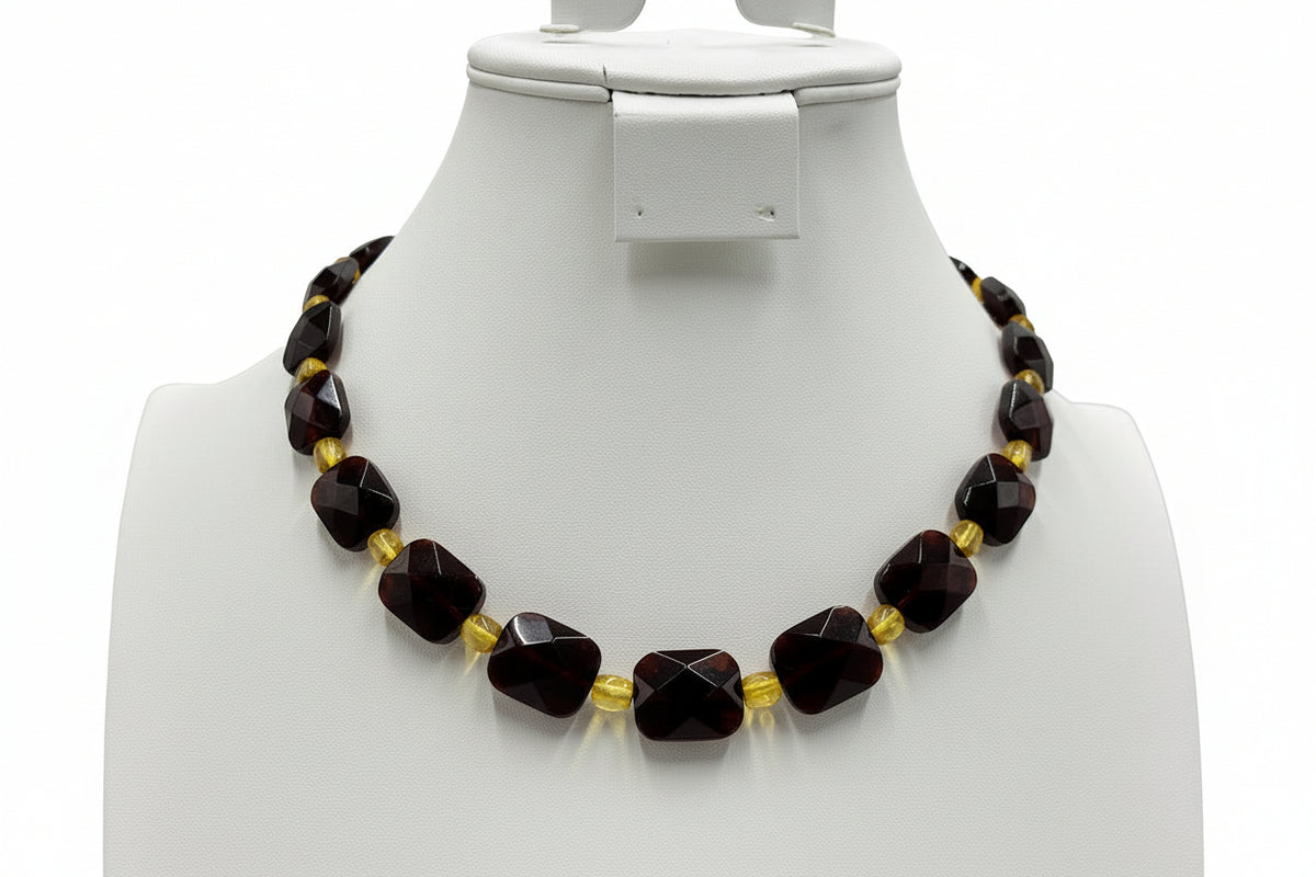 Jay King Sterling Silver Brown & Yellow Amber Necklace, 18"