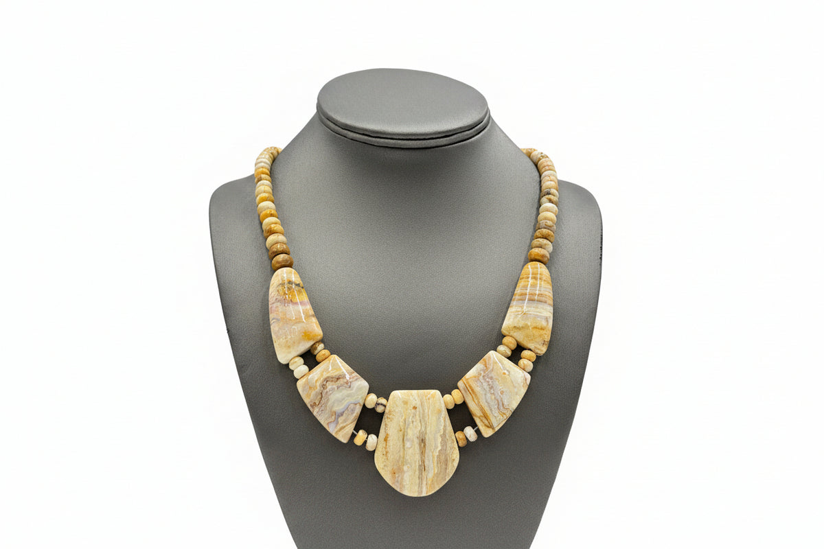 Jay King Sterling Silver Multicolor Banded Agate Necklace 18" Indonesia