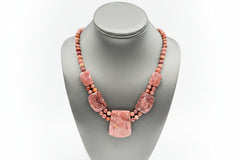Jay King Strawberry Quartzite Sterling Silver Necklace Pink Nigeria .925