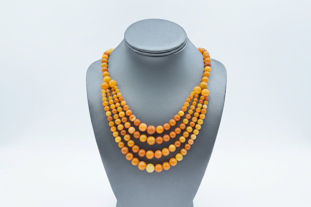 Jay King Sterling Silver Apricot Carnelian Bead Necklace 18" .925 Multistrand