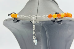 Jay King Sterling Silver Apricot Carnelian Bead Necklace 18" .925 Multistrand