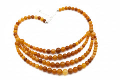 Jay King Sterling Silver Apricot Carnelian Bead Necklace 18" .925 Multistrand