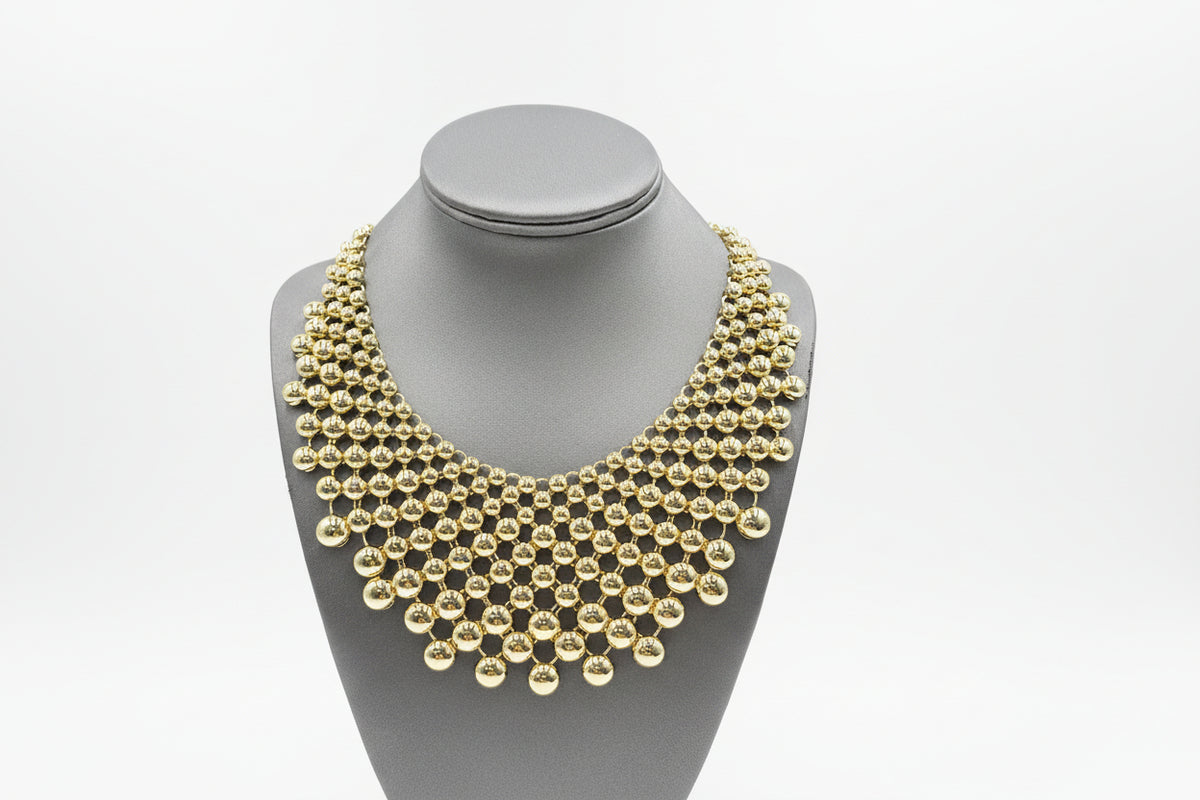 R.J. Graziano “Plush Life” Beaded Collar Necklace – Goldtone