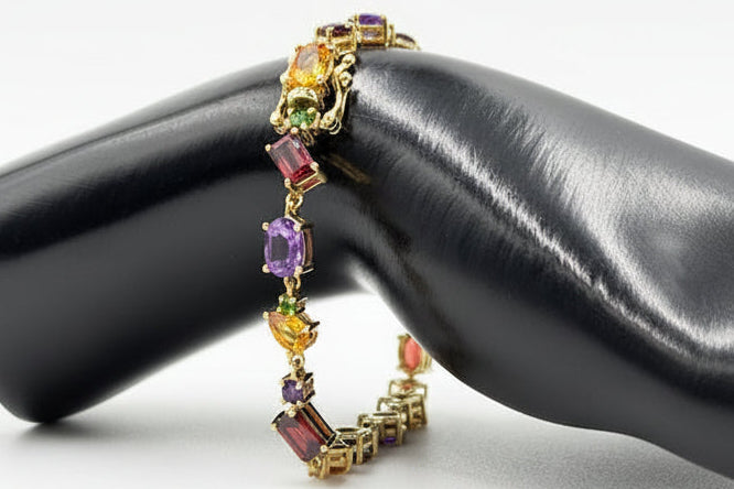Paul Deasy Sterling Silver Amethyst, Citrine & Garnet Bracelet, 7-1/2'