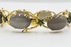 Colleen Lopez Sterling Silver Goldclad Gray Moonstone Muti-gems Station Bracelet, 7-3/4"