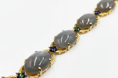 Colleen Lopez Sterling Silver Goldclad Gray Moonstone Muti-gems Station Bracelet, 7-3/4"