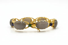 Colleen Lopez Sterling Silver Goldclad Gray Moonstone Muti-gems Station Bracelet, 7-3/4"