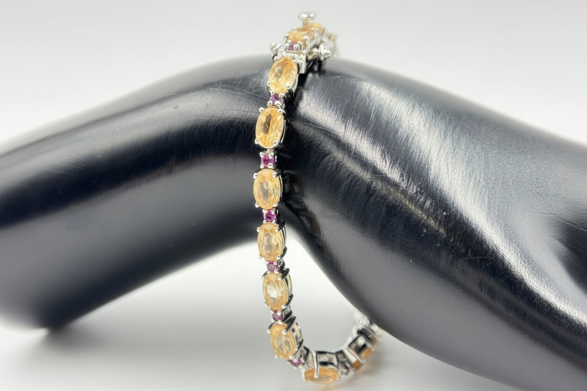 Pulsera de tenis Colleen Lopez Madeira con citrino y circonita blanca, 18 cm