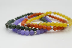 Jade of Yesteryear Set of Four Jade Bead Stretch Bracelets