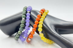 Jade of Yesteryear Set of Four Jade Bead Stretch Bracelets