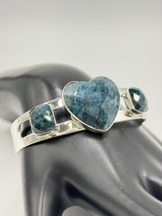 Jay King Sterling Silver Teal Apatite Heart Cuff Bracelet, 6-3/4"