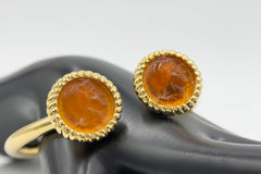 Bellezza Goldtone Bronze Italian Orange Glass Cuff Bracelet, 6-3/4"